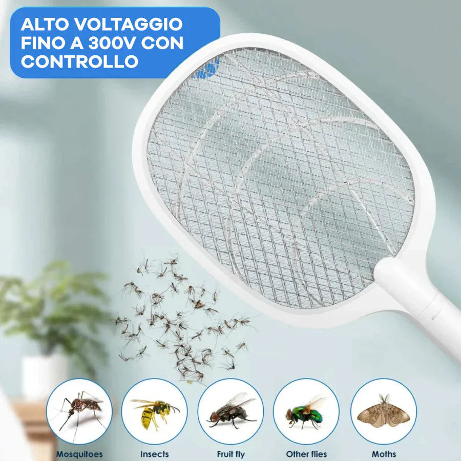 Racchette Zanzare Elettriche Ricaricabili 2 in 1 Lampada Led Fulmina Insetti